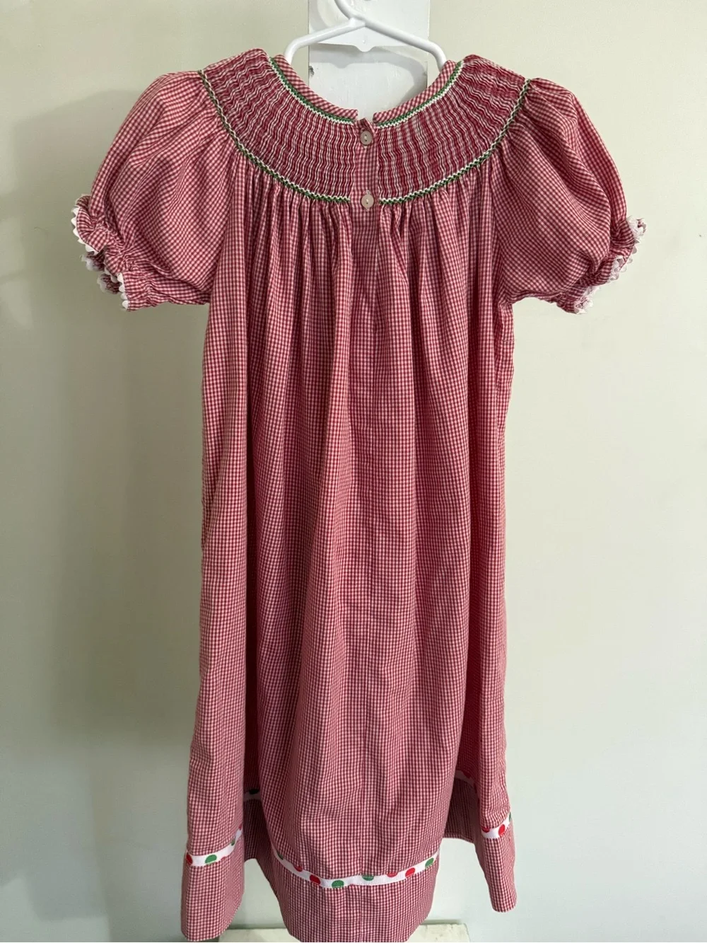 Anavini Hand Smoxked Christmas Bishop Dress